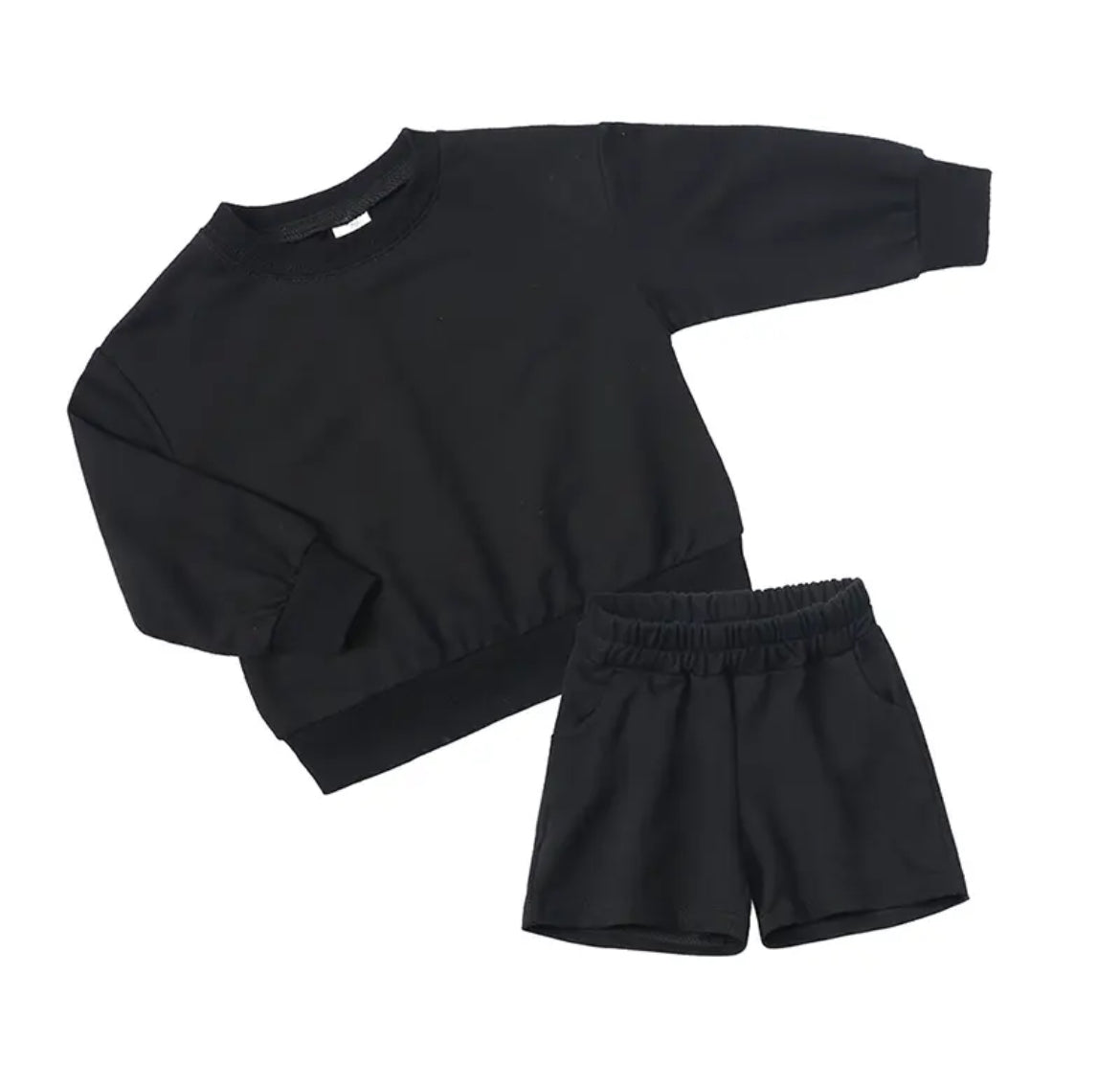 BLACK THIN SHORTS SET