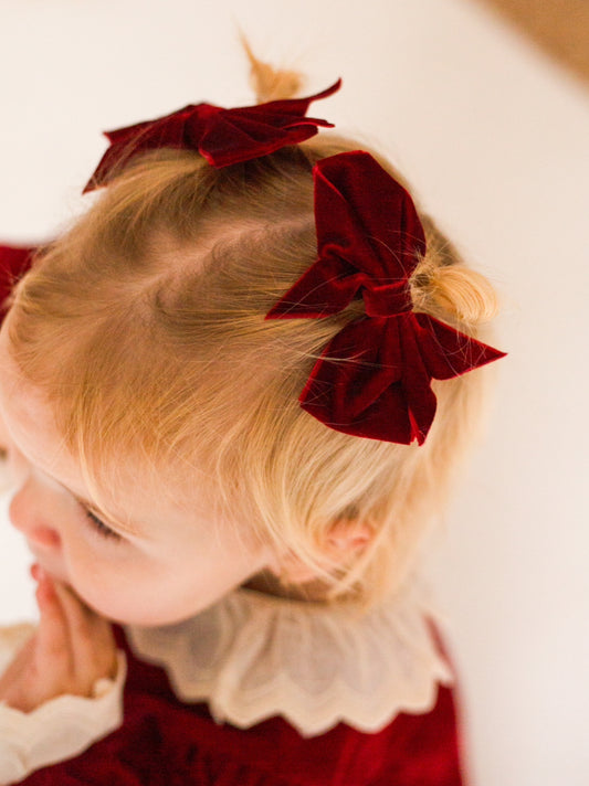 VELVET HAIR BOWS RED