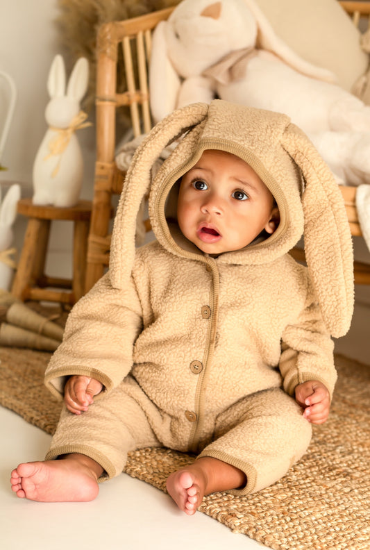 Bunny Fleece Onesie Brown