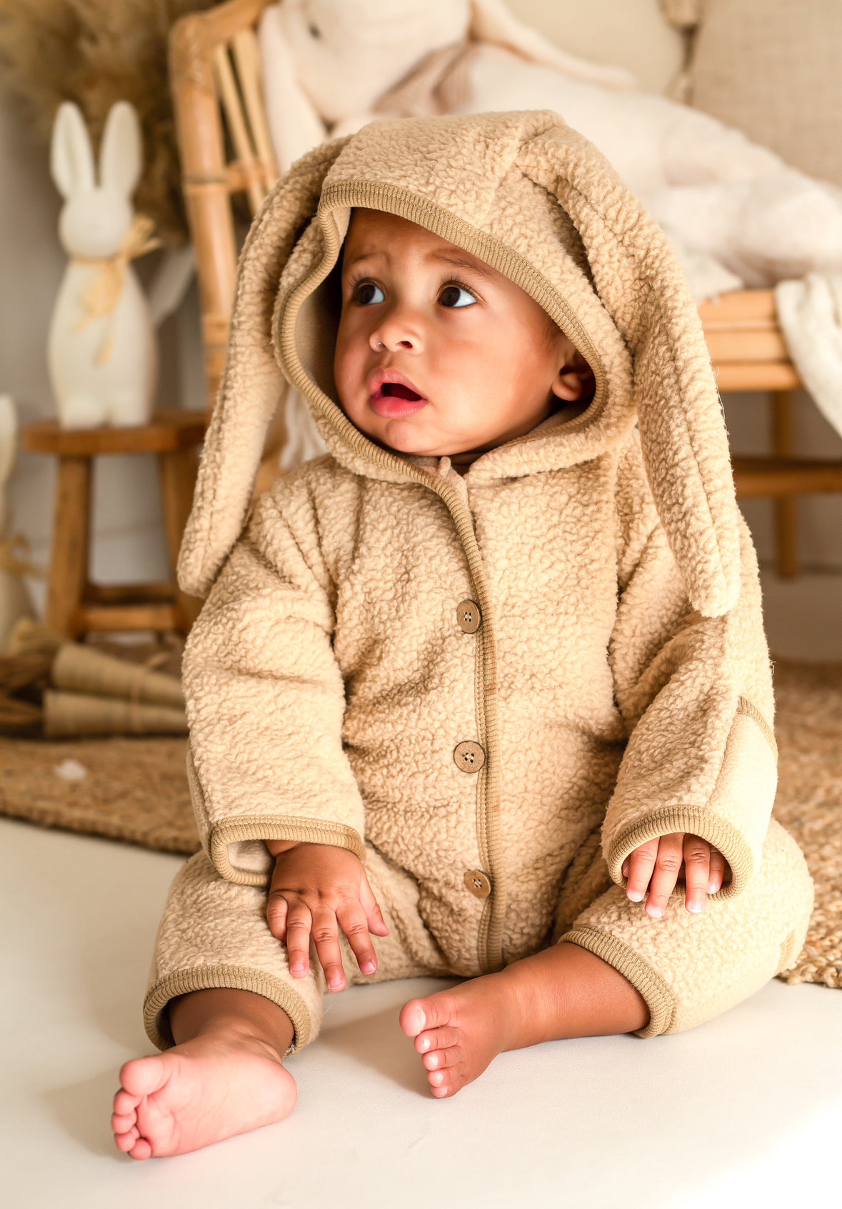 Bunny Fleece Onesie Brown